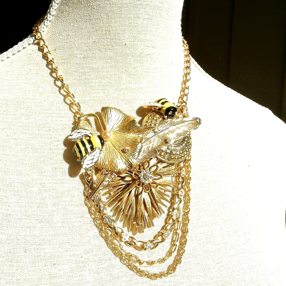 Statement Necklace Restyled Vintage & Crystal
